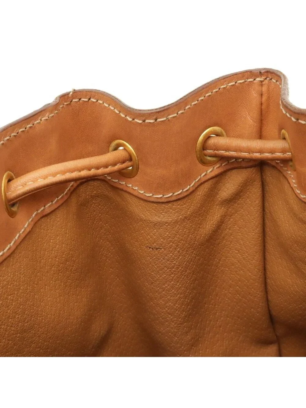 Celine Macadam Backpack Leather Beige Dark Brown Gold